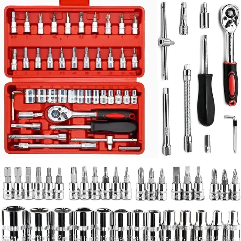 46 pièces dans un ensemble d'outils de maintenance professionnels