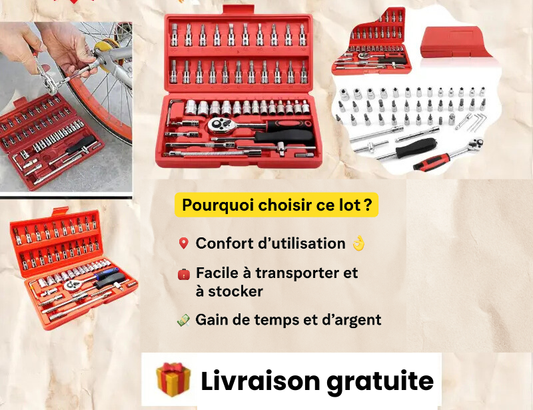 46 pièces dans un ensemble d'outils de maintenance professionnels